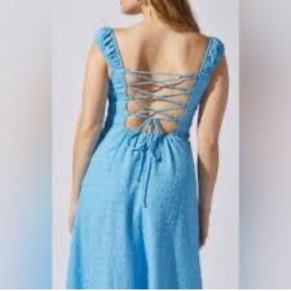 ASTR the Label Womens Blue Maxi Square Chest Tie Open Back New Sleeveless xl - Picture 1 of 15